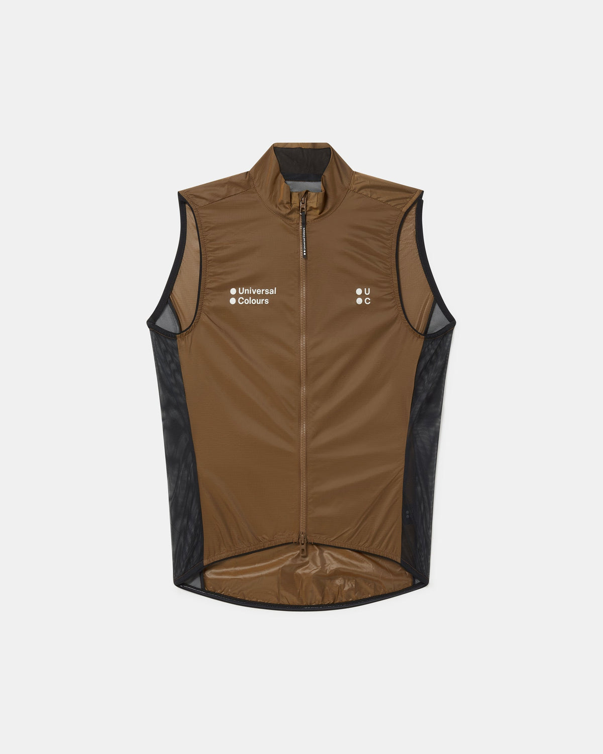 Flatlay of the Women's Spectrum Gilet 2.0 in Honey Gold, front view in iridescent ripstop.