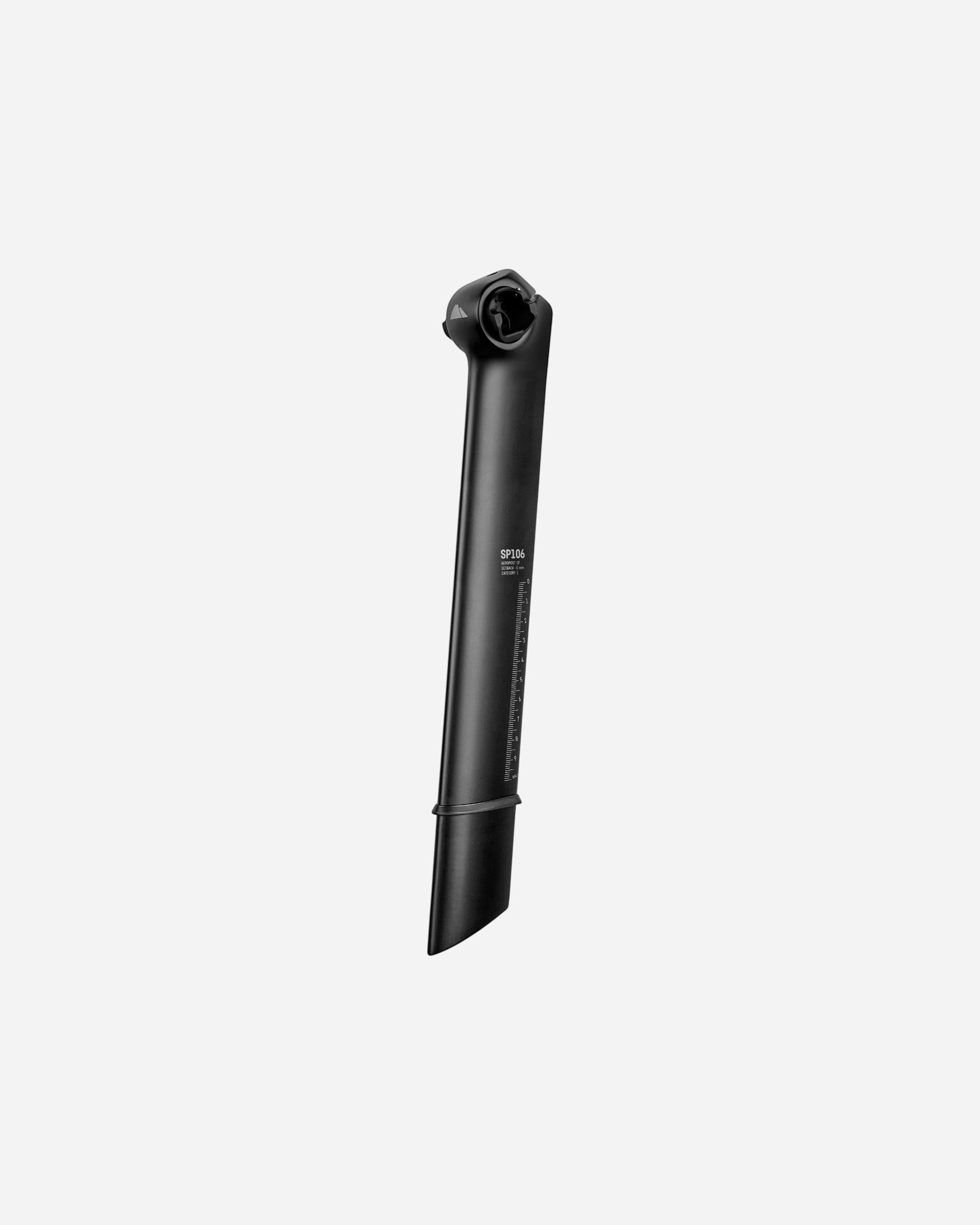 Moloko Cycling Ltd. CF Aero Zero Setback Seatpost in matte black with an aerodynamic profile for triathlon bikes.