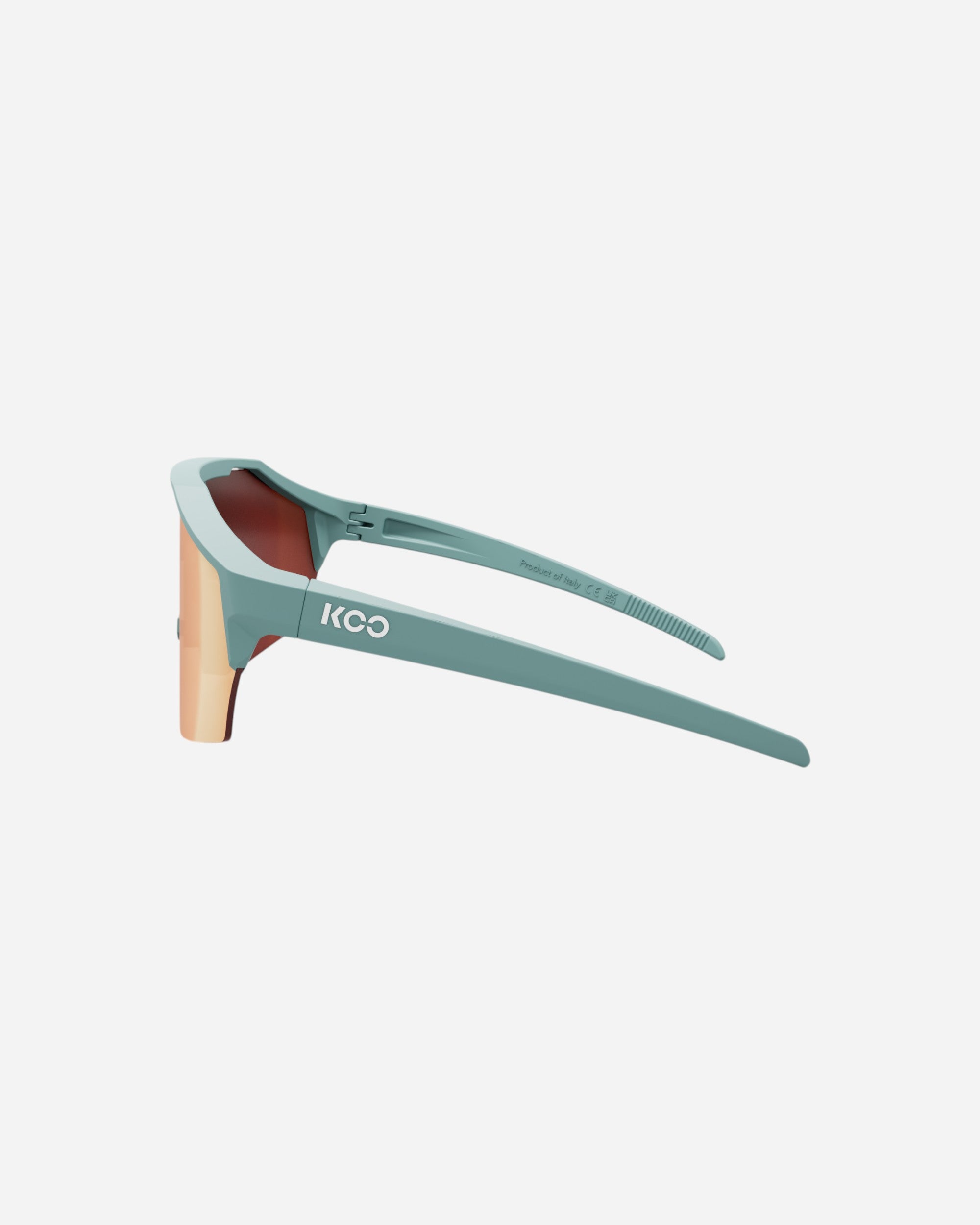 Moloko Cycling Ltd. Alibi sunglasses in blue with copper mirrored lenses. Lightweight, secure fit for cycling.