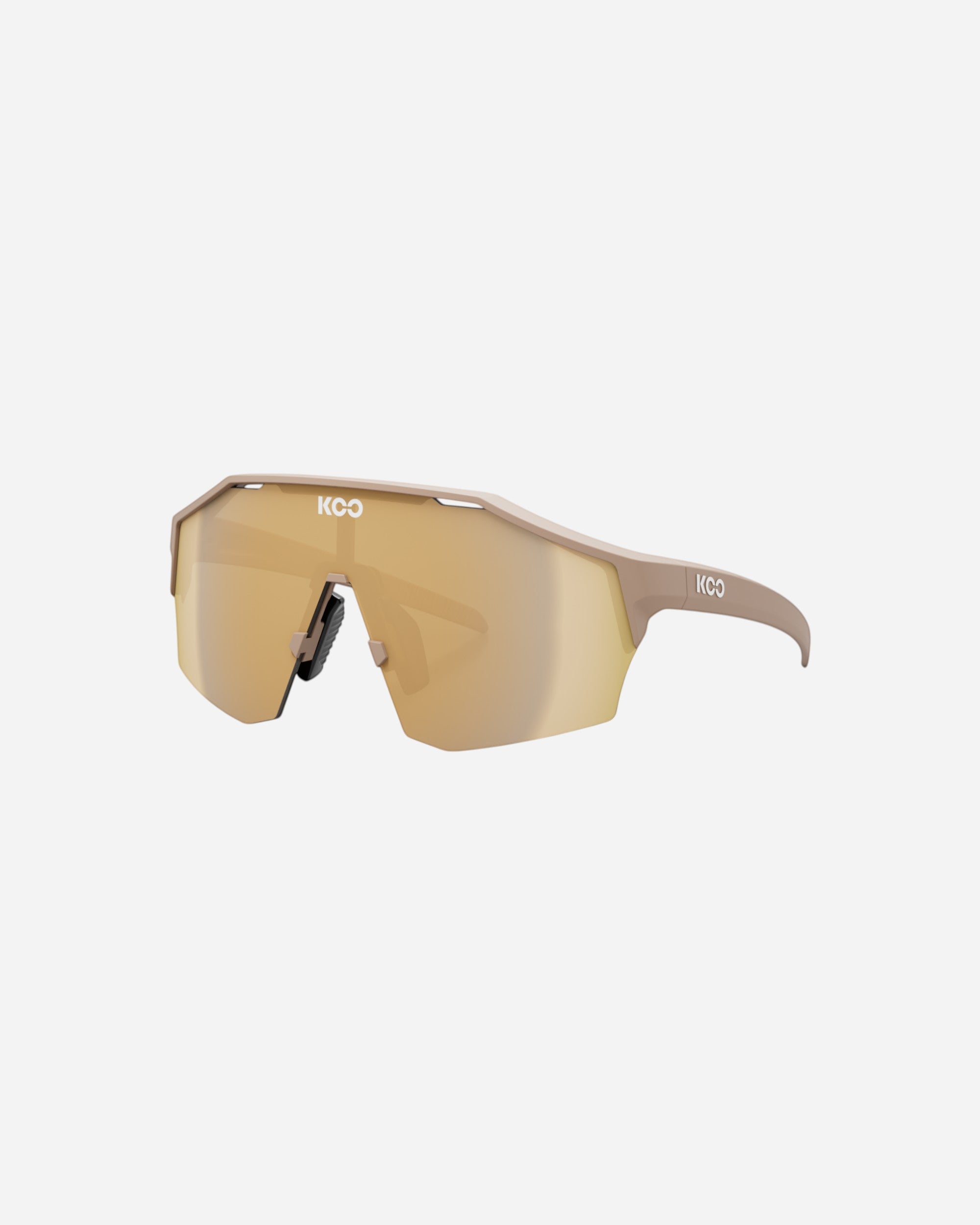 Moloko Cycling Ltd. Alibi sunglasses in sand with gold mirrored lenses. Sport performance eyewear for cycling.