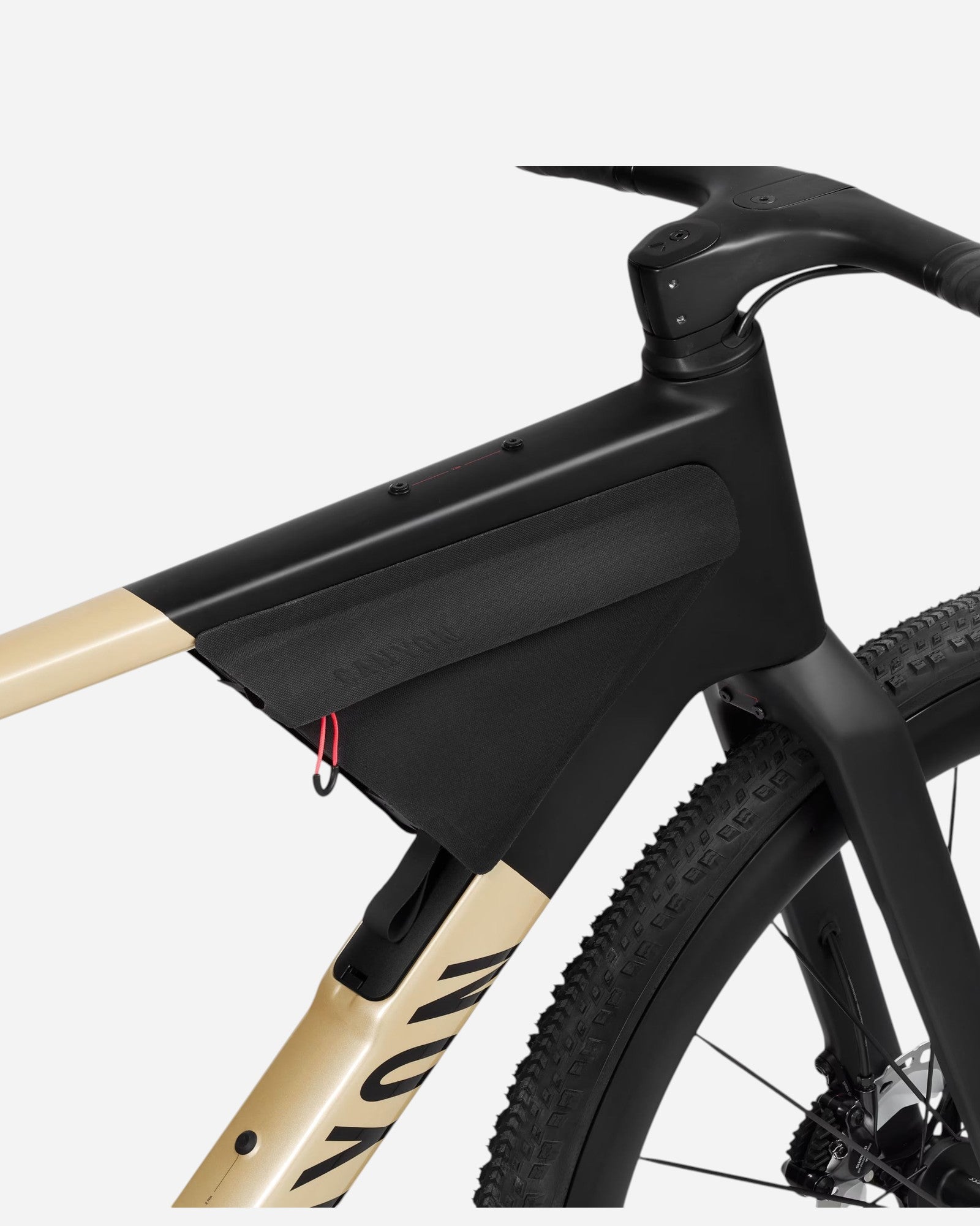 Moloko Cycling Ltd. Ex-Demo Grail CF SLX 8 AXS gravel bike in black and gold with integrated frame bag.