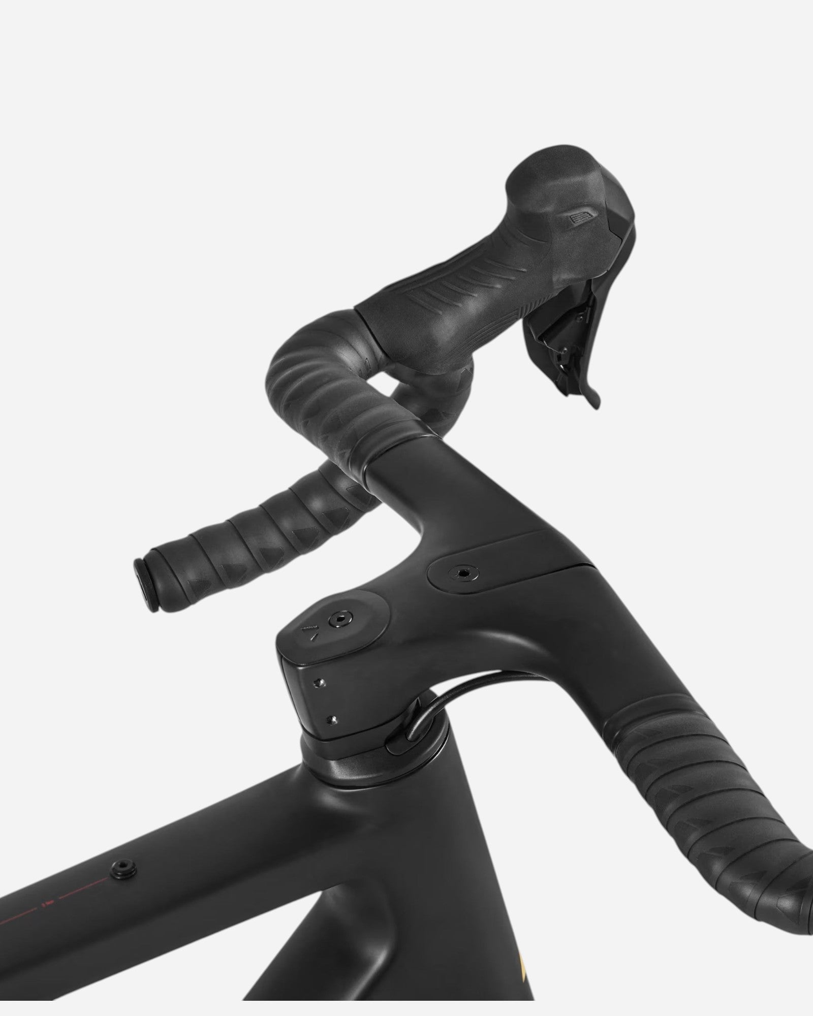 Moloko Cycling Ltd. black carbon fiber road bike handlebars with integrated stem and electronic shifting levers.