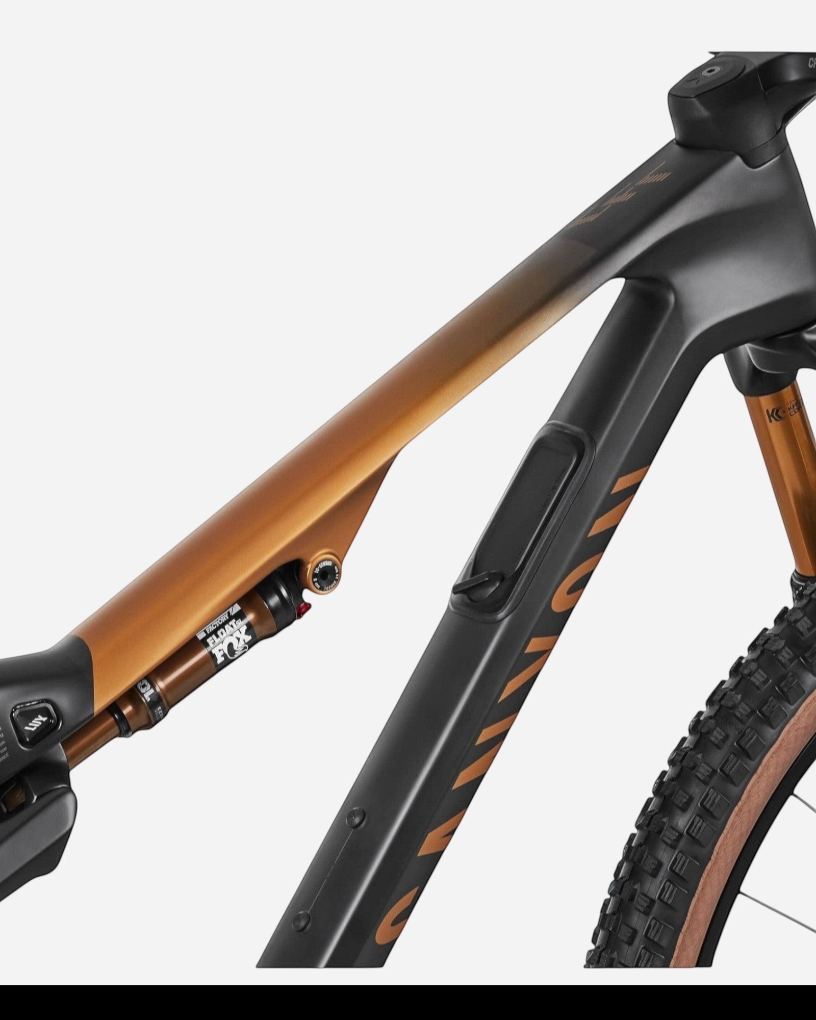 Moloko Cycling Ltd. Ex-Demo Lux Trail CFR 2024 M mountain bike frame with bronze gradient and black finish, featuring Fox Float shock.