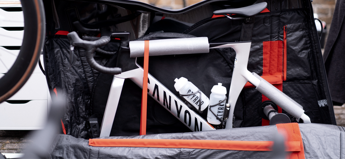 Canyon packed in a bike travel bag