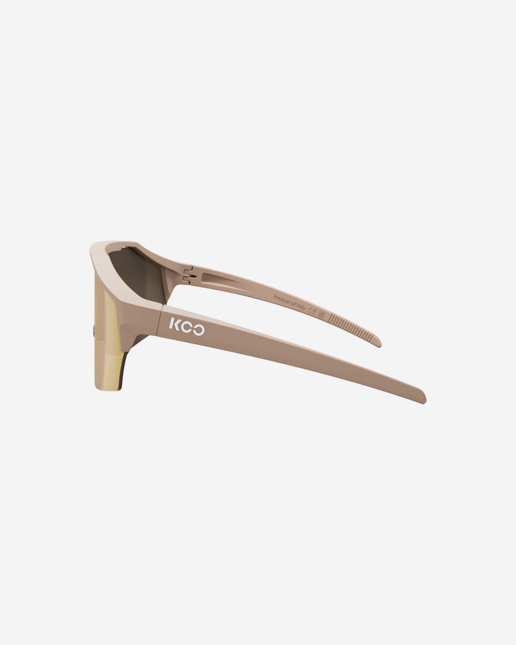 Moloko Cycling Ltd. Alibi sand and gold cycling sunglasses with advanced optics for clear vision.