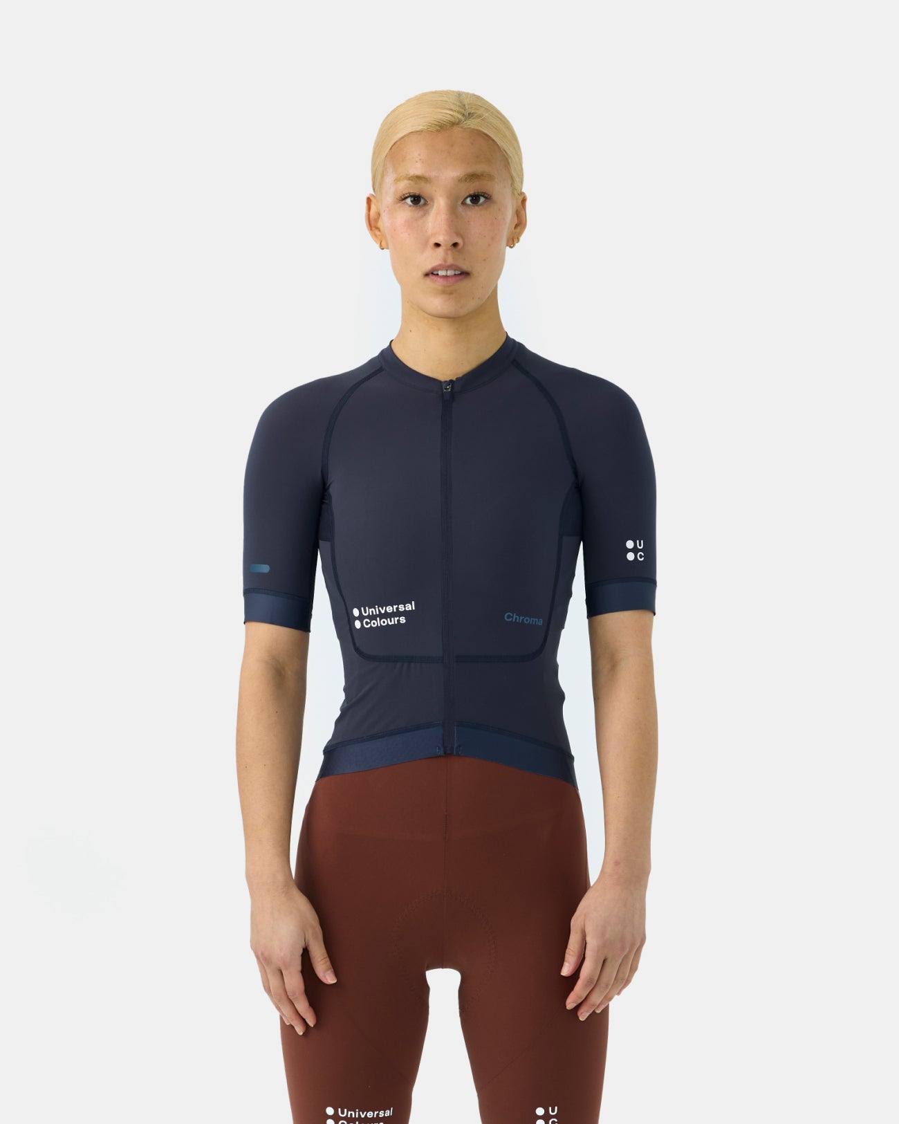 【8月末まで】universal colours Chroma womens S Chroma Womens Short Sleeve Jersey - Midnight Blue | Universal Colours