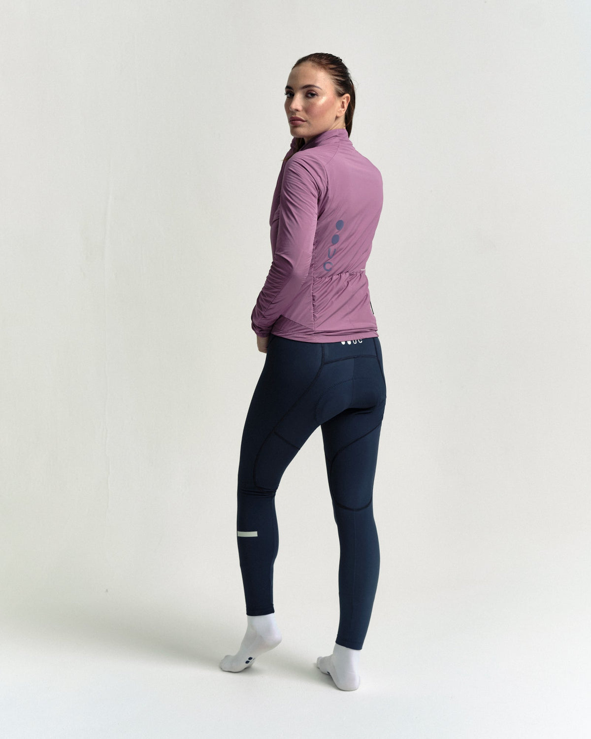 Model wearing the Women's Mono Insulated Jacket in Dusty Rose.