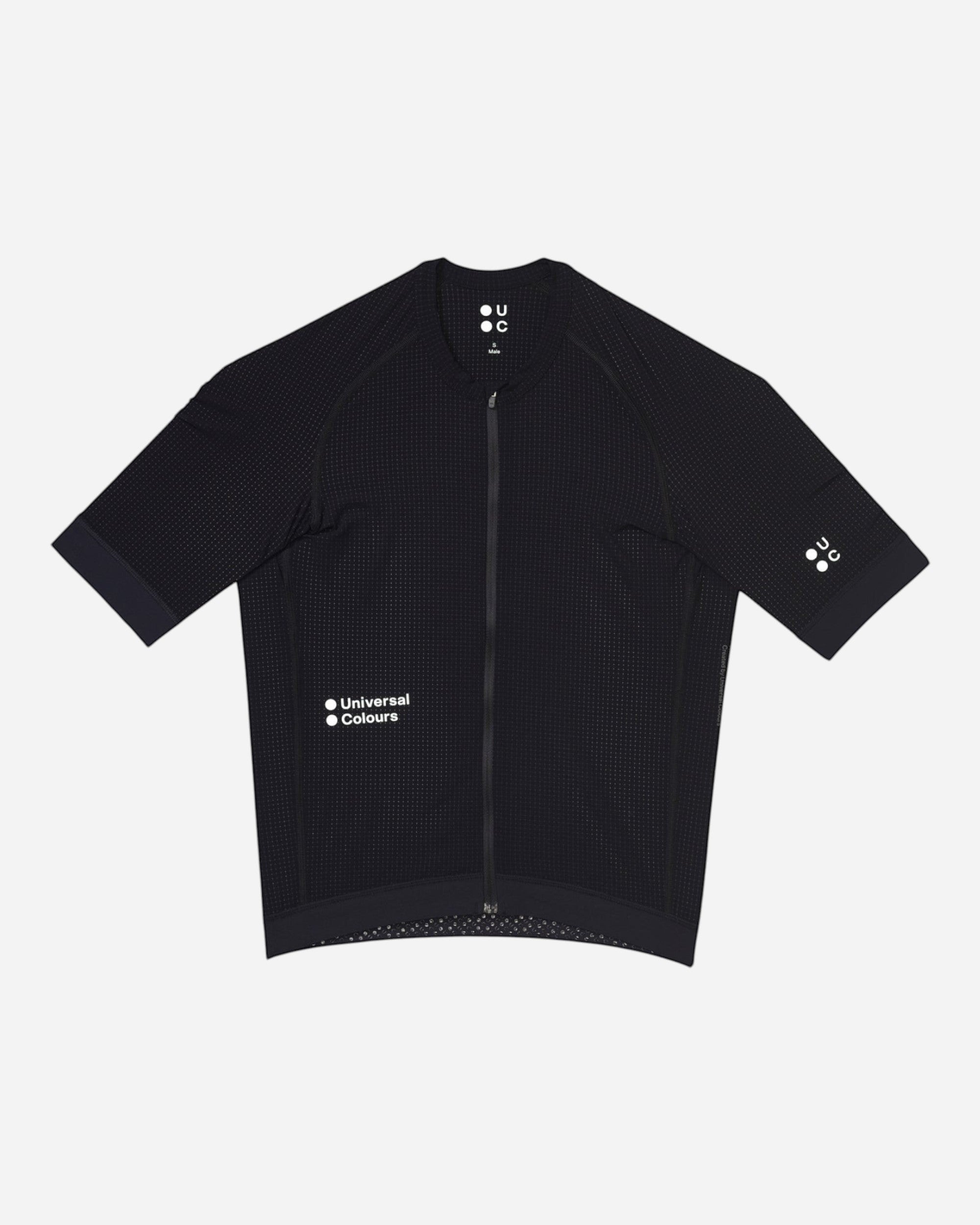 Moloko Cycling Ltd. black short sleeve cycling jersey made from French nylon with a cropped fit and raglan sleeves.