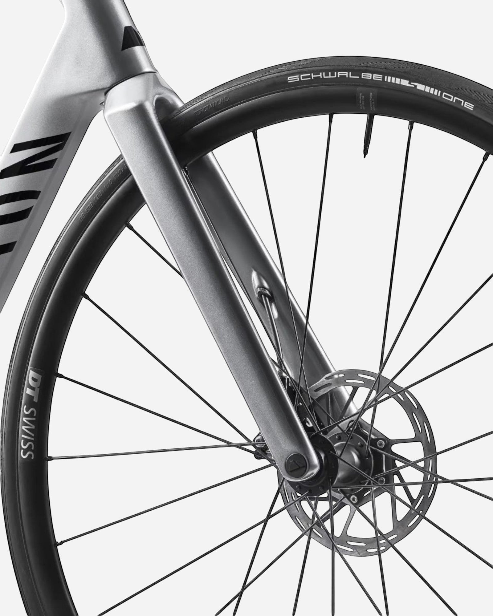 Moloko Cycling Ltd. grey aluminium road bike frame with DT Swiss wheels and Schwalbe One tyres.