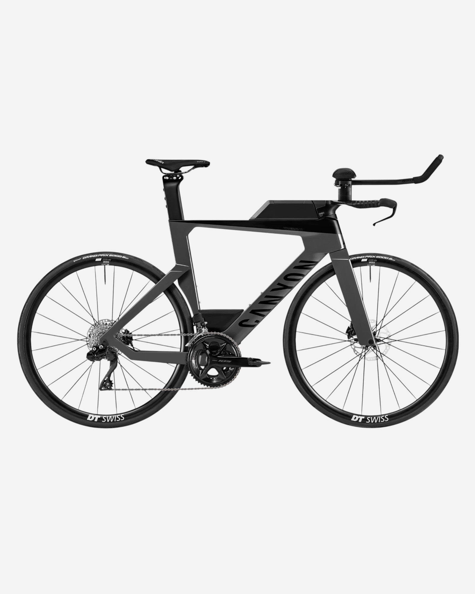 Moloko Cycling Ltd. Ex-Demo Speedmax CF 7 triathlon bike in grey with Shimano 105 Di2 components and integrated storage.