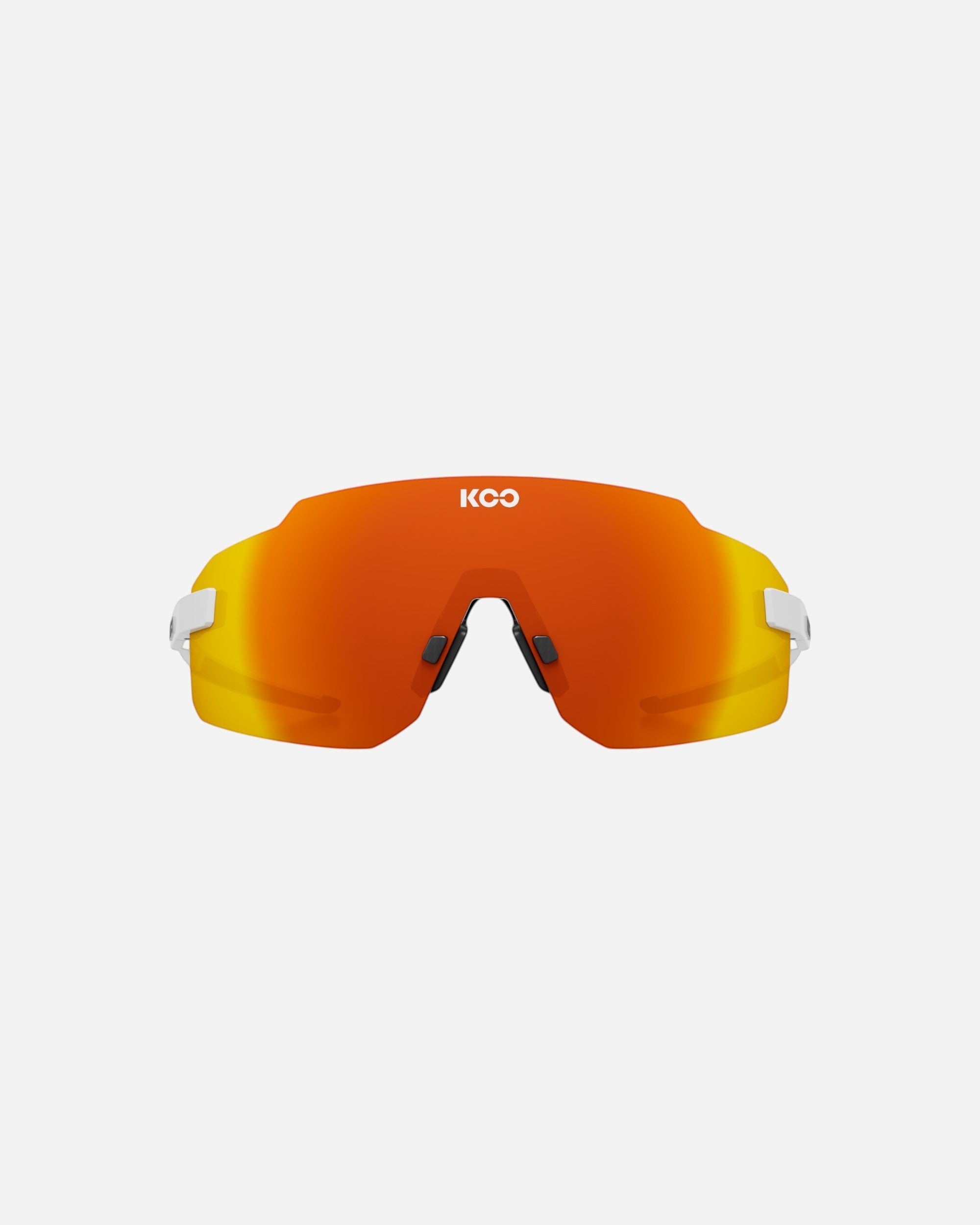 Moloko Cycling Ltd. frameless white cycling sunglasses with red mirror toric nylon lens for running and cycling.