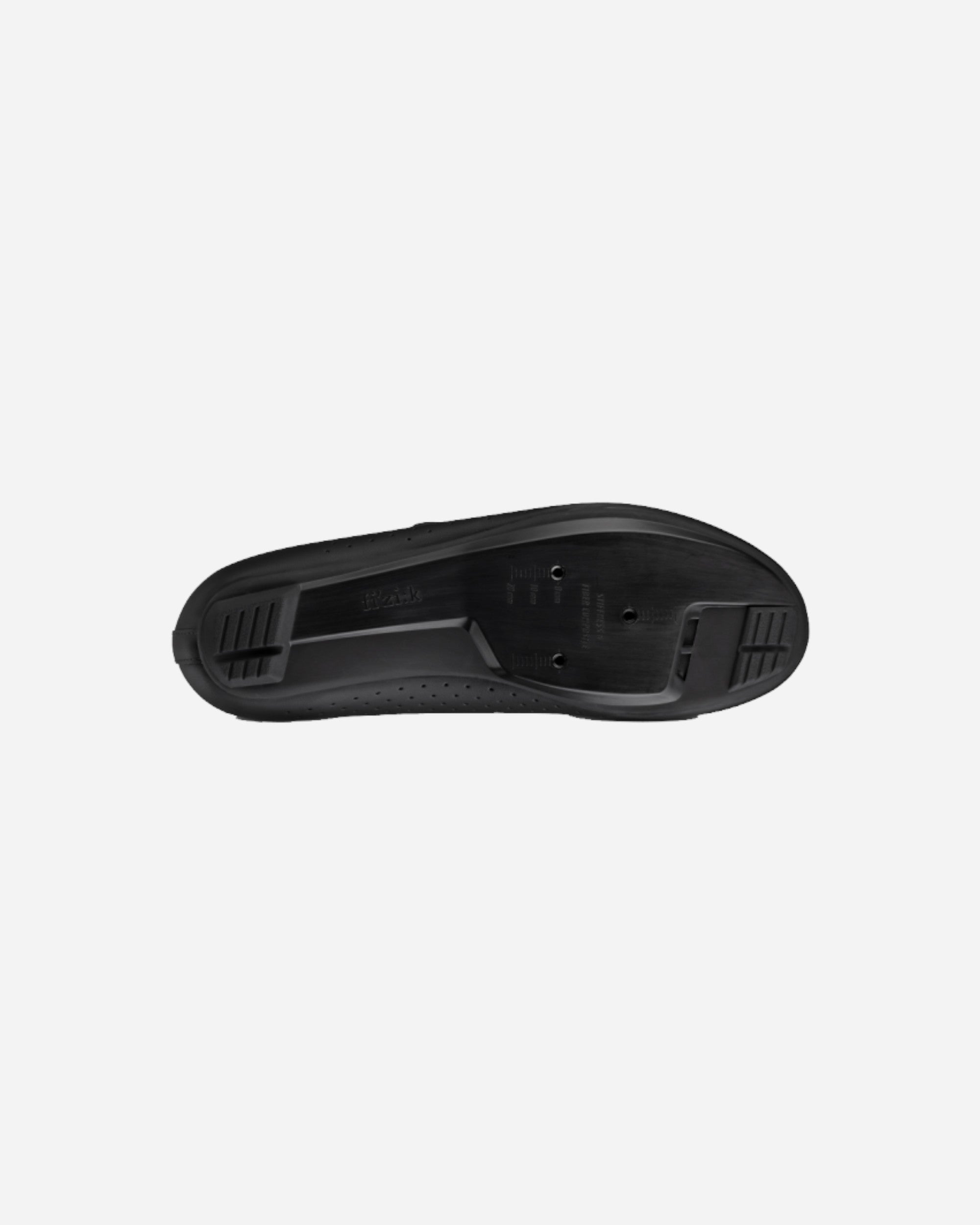 Moloko Cycling Ltd. Vento Omna wide fit road cycling shoes in black, showing the R5 nylon outsole bottom view.