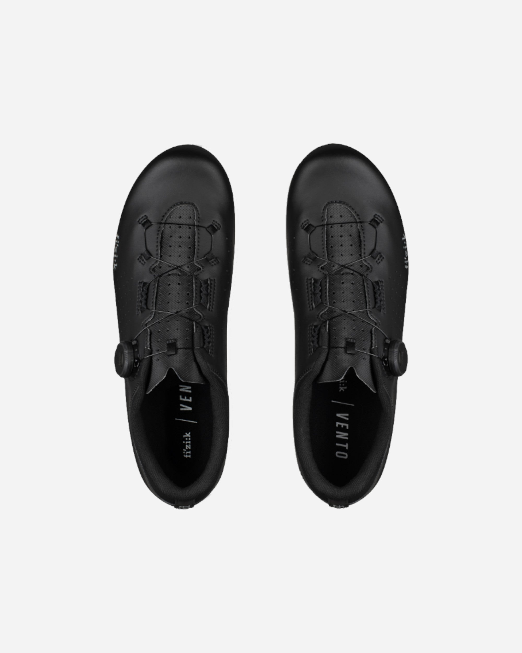 Moloko Cycling Ltd. Vento Omna wide fit road cycling shoes in black with perforated PU upper and BOA dial closure.
