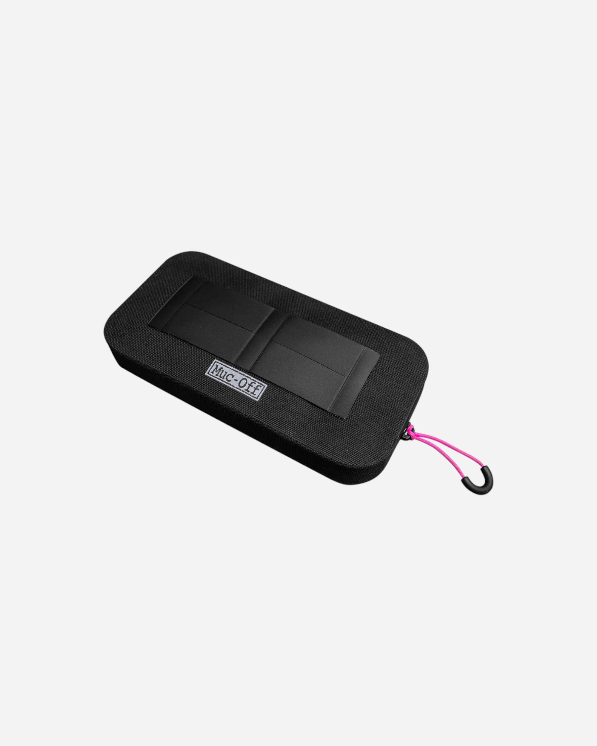Moloko Cycling Ltd. black waterproof TPU essential case with pink zip pull and Muc-Off branding